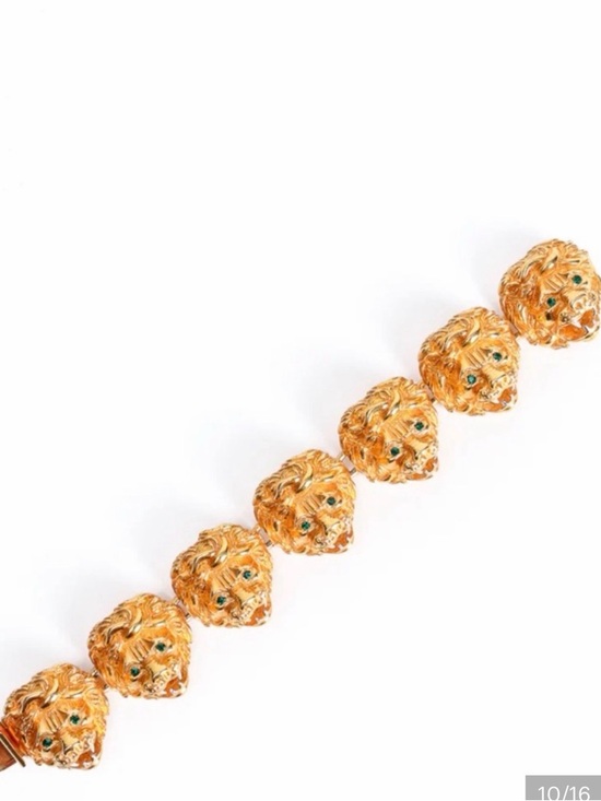 Vintage Judith Leiber Majestic LeonCollar Bracelet with Green Eyes